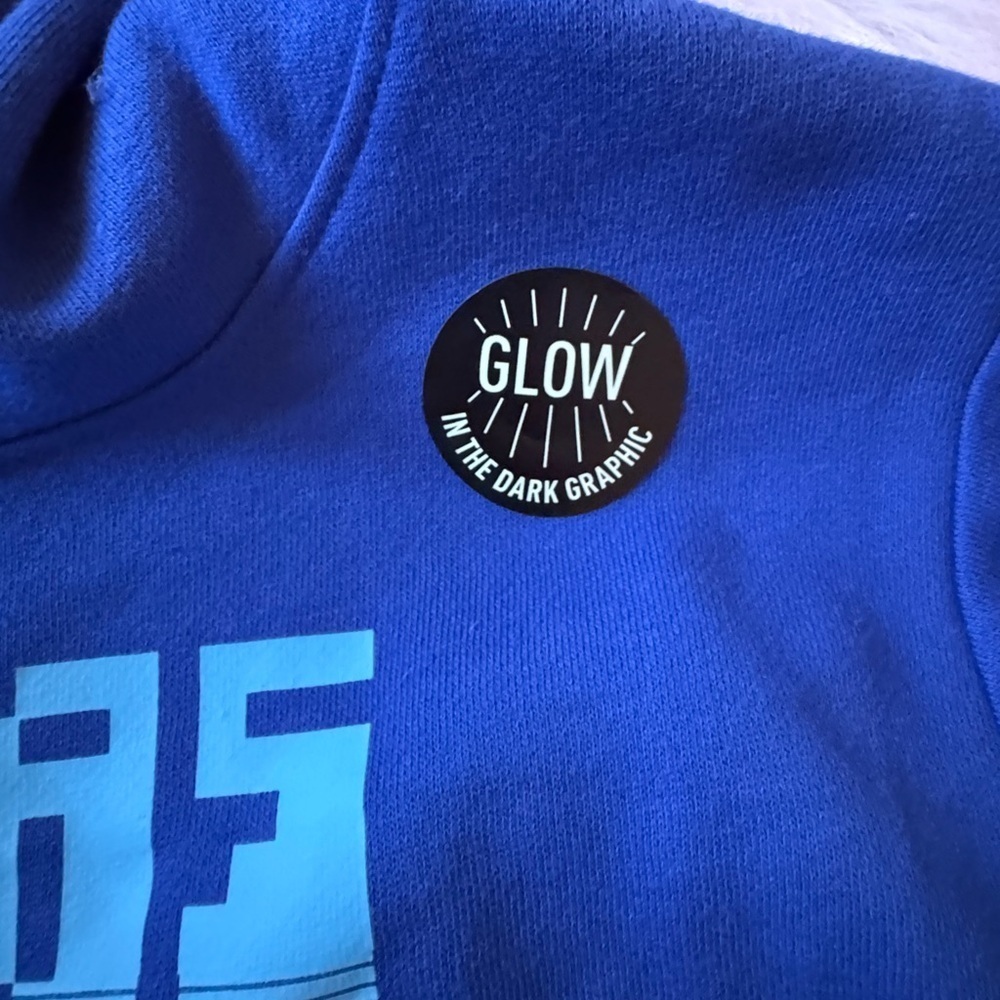 Adidas Size 8 (S) Kids Royal Blue Graphic Hoodie w/ Glow in the Dark Feature - Picture 3 of 6